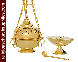 Brass Thurible with Boat & Spoon