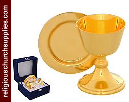 Polished Brass Chalice and Paten