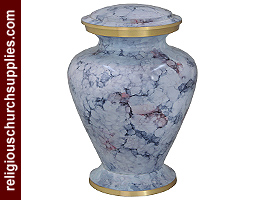Solid Brass Funeral Urns Enameled Marble Touch