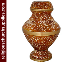 Brass Enameled Embossed Urn