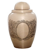 Brass Mat Nickel Plated and Hand Engraved Urn
