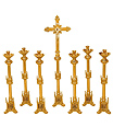 Large Gothic Candlesticks and Crucifix Set of 7 Pcs