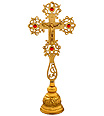 Brass Standing Cross with Stone