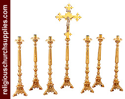 Holy Family Altar Cross and Candlestick Set