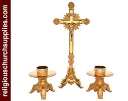 Brass Altar Set of 3 Pcs with Socket 2 inches