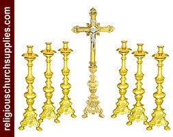 Holy Family Altar Cross and Candlestick Set