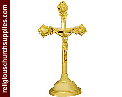 Vintage Brass Standing Altar Cross