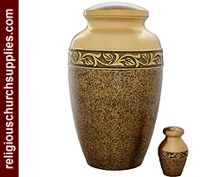 Hand Engraved Enameled Urn Two Tone Finish