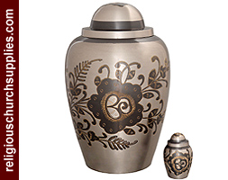 Keepsake Urn Brass Black Steel and Hand Engraved