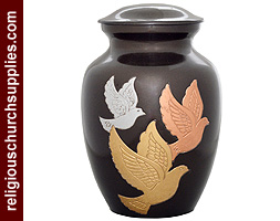 brass cremation urn enameled