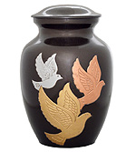 brass cremation urn enameled 